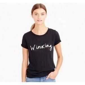 J. Crew Black Short Sleeve Tee with White Print